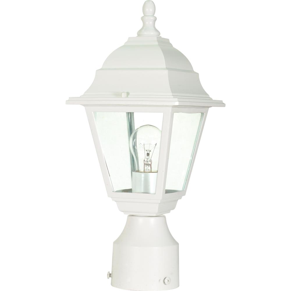 Nuvo Lighting 60/546  Briton - 1 Light - 14" - Post Lantern with Clear Glass in White Finish